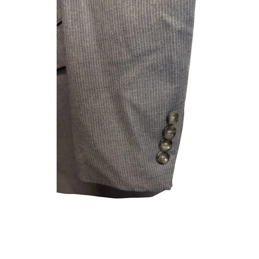 Geoffrey Beene Mens 44L Grey Micro Stripe Two‎ Button Blazer Sport Coat Jacket